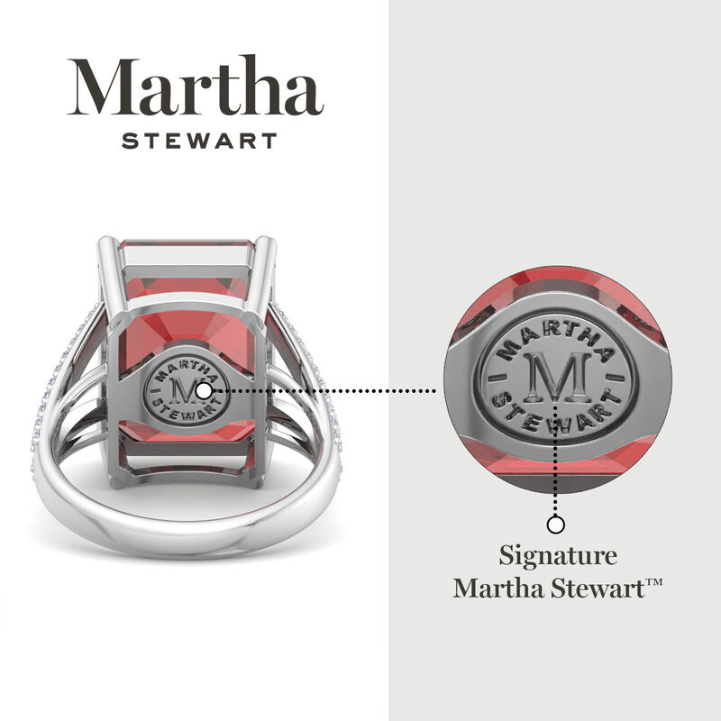 Martha Stewart 10 1/4ctw. Emerald Cut Garnet & Lab Grown Diamond Ring In Sterling Silver image number null